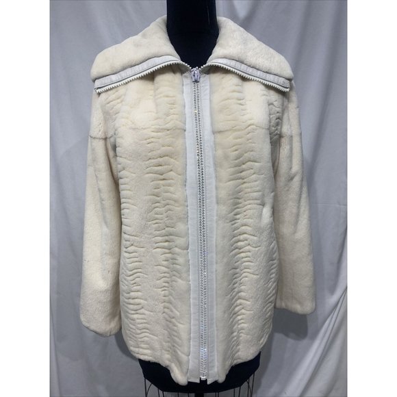 sheared mink white jacket bomber bleach (62145)